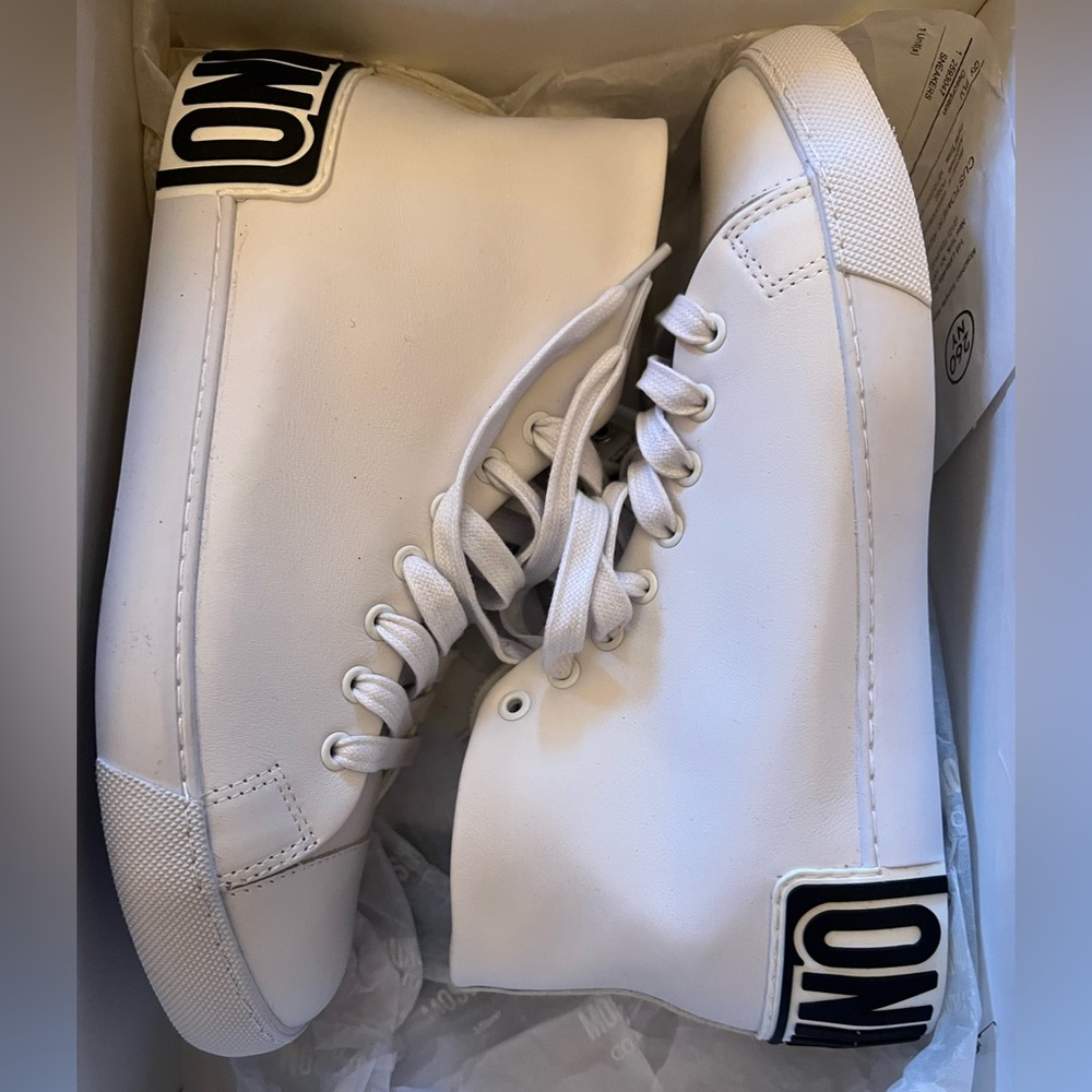 Brand New - Moschino Maxilogo High-top Sneaker White Leather - Picture 2 of 3